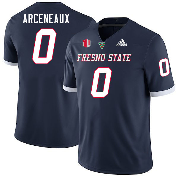 Fresno State Bulldogs #0 Johnathan Arceneaux College Football Jerseys Stitched-Navy